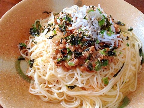 しらす納豆たまごそうめん